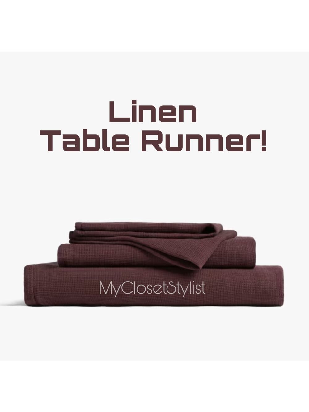 Parachute LINEN Waffle Table Runner Cabernet NWT! New Tags OS 16" 90" PORTUGAL